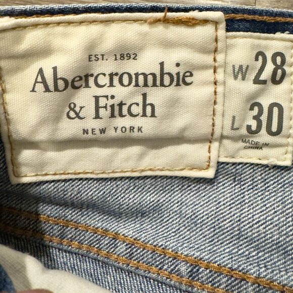 Abercrombie & Fitch Relaxed Straight Jeans Med Wash Distressed Rips Men’s 28x30 - Picture 3 of 8